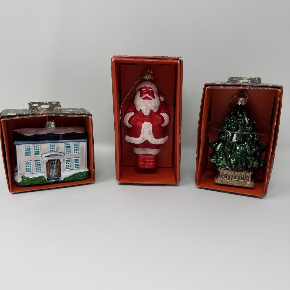 2025 New John Derian Ornaments Glass Collectible Santa Tree House Set Christmas